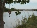 Quinto - Vista del Ebro cerca de la estaci�n de bombeo mirando al puente de Gelsa