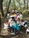 Quinto - Domingo de Pascua, comida y enrramado en el rio, en la mejana de Titi , Abril de 1999