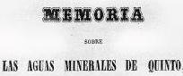 Indice del documento sobre las Aguas Minerales de Quinto